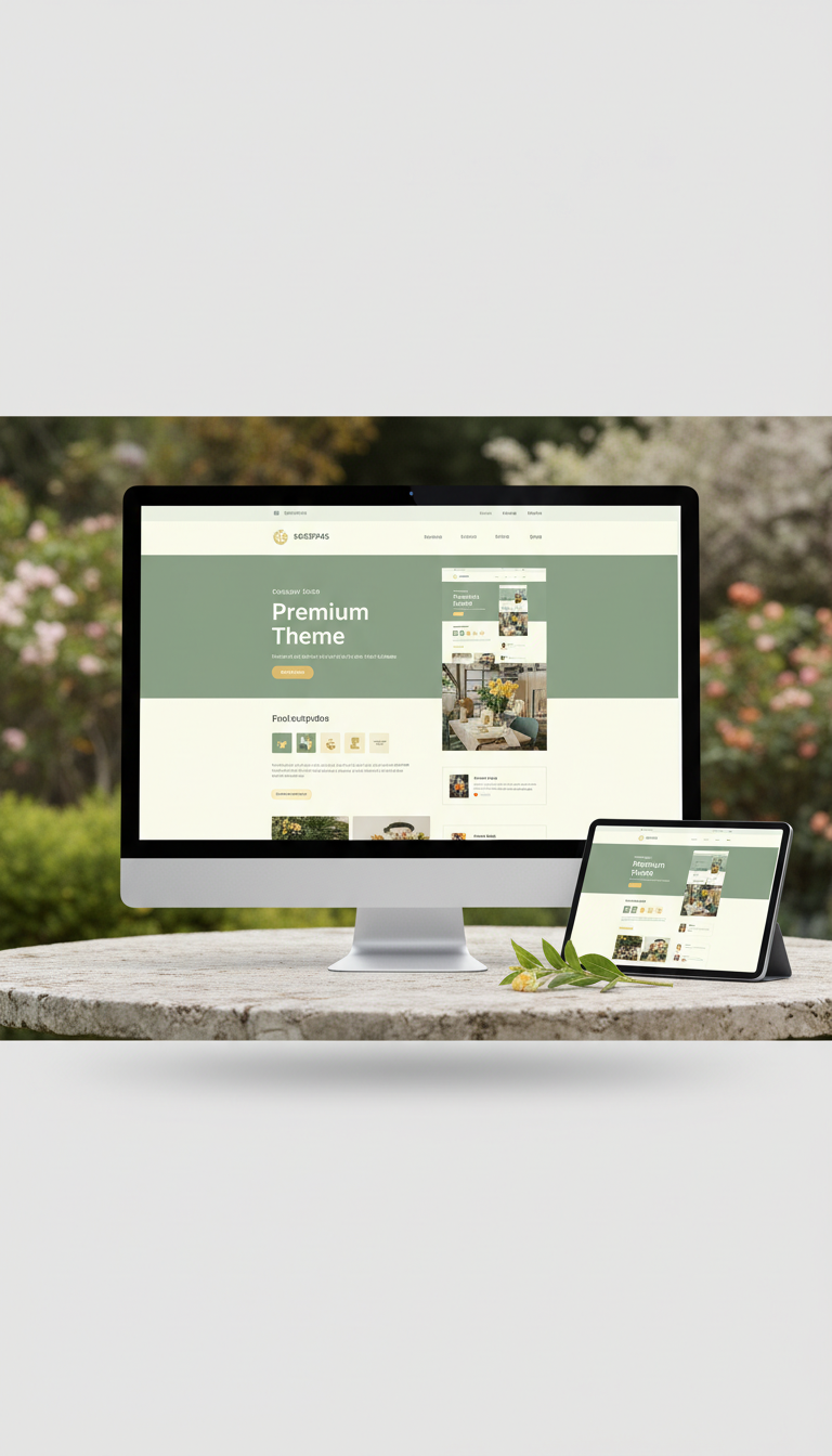 Theme on Desktop Monitor With Full-Width Gallery